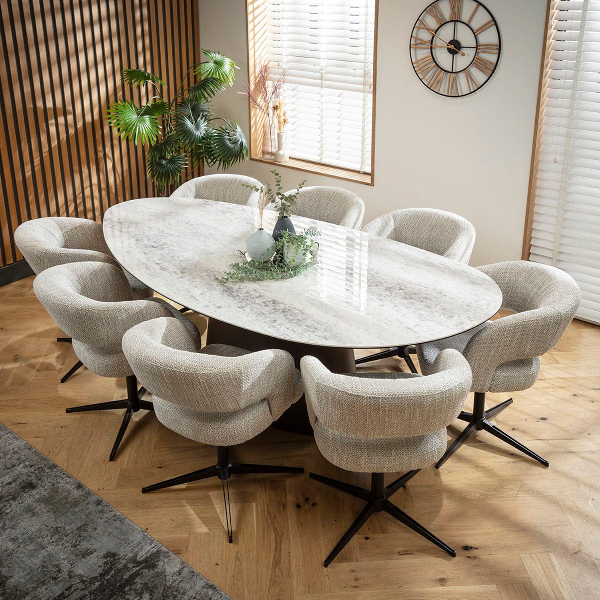 Large Contemporary Oval Dining Table and Chairs 8 Seater Set Grey ...