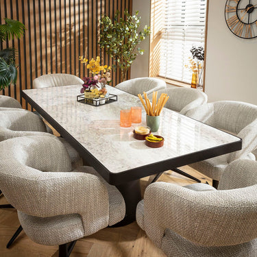 Quatropi Aubrey & Hastings Modern 8 Seater Dining Set Grey Ceramic