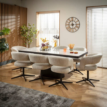 Quatropi Aubrey & Hastings Modern 8 Seater Dining Set Grey Ceramic