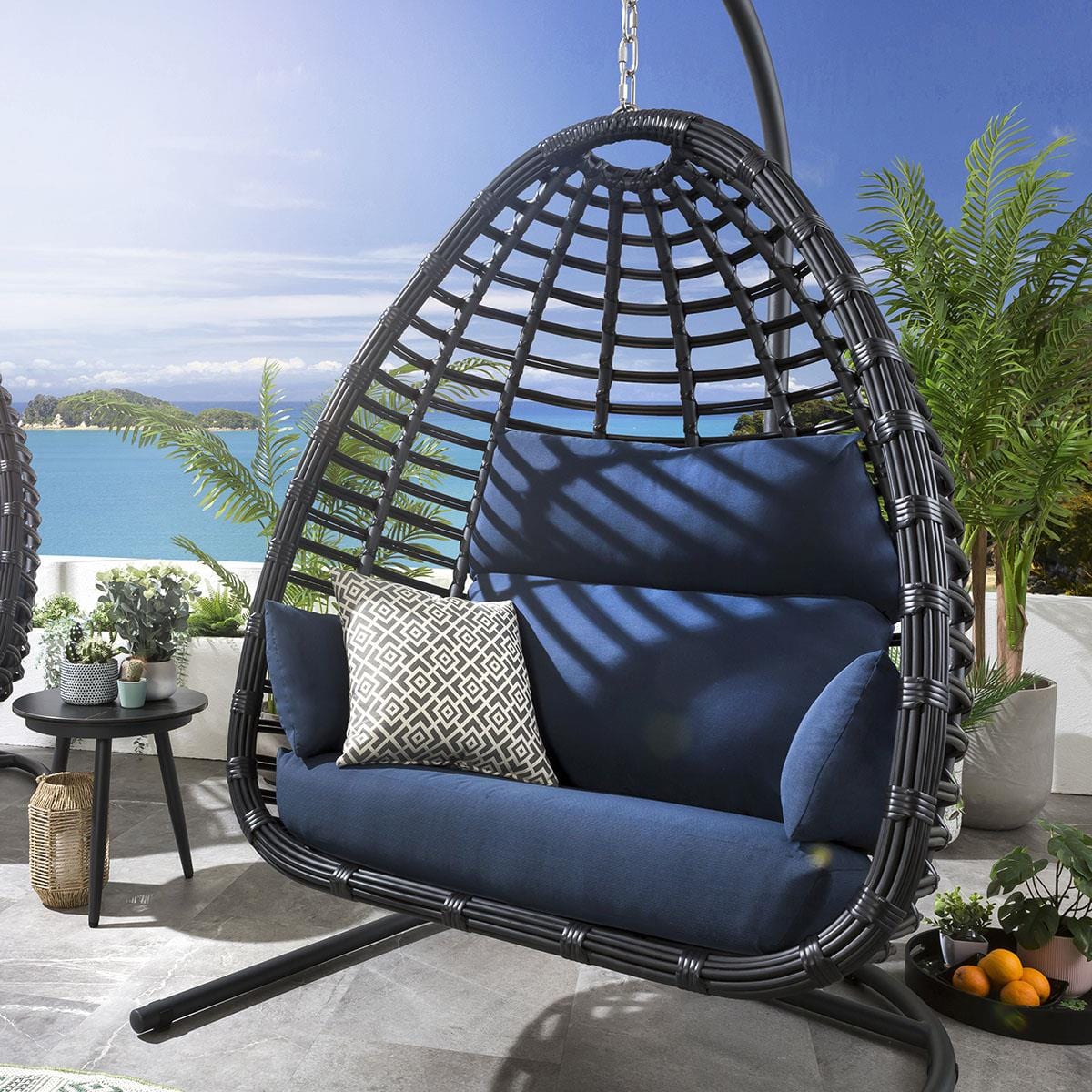 Quatropi Bali Hanging Egg Chair Blue