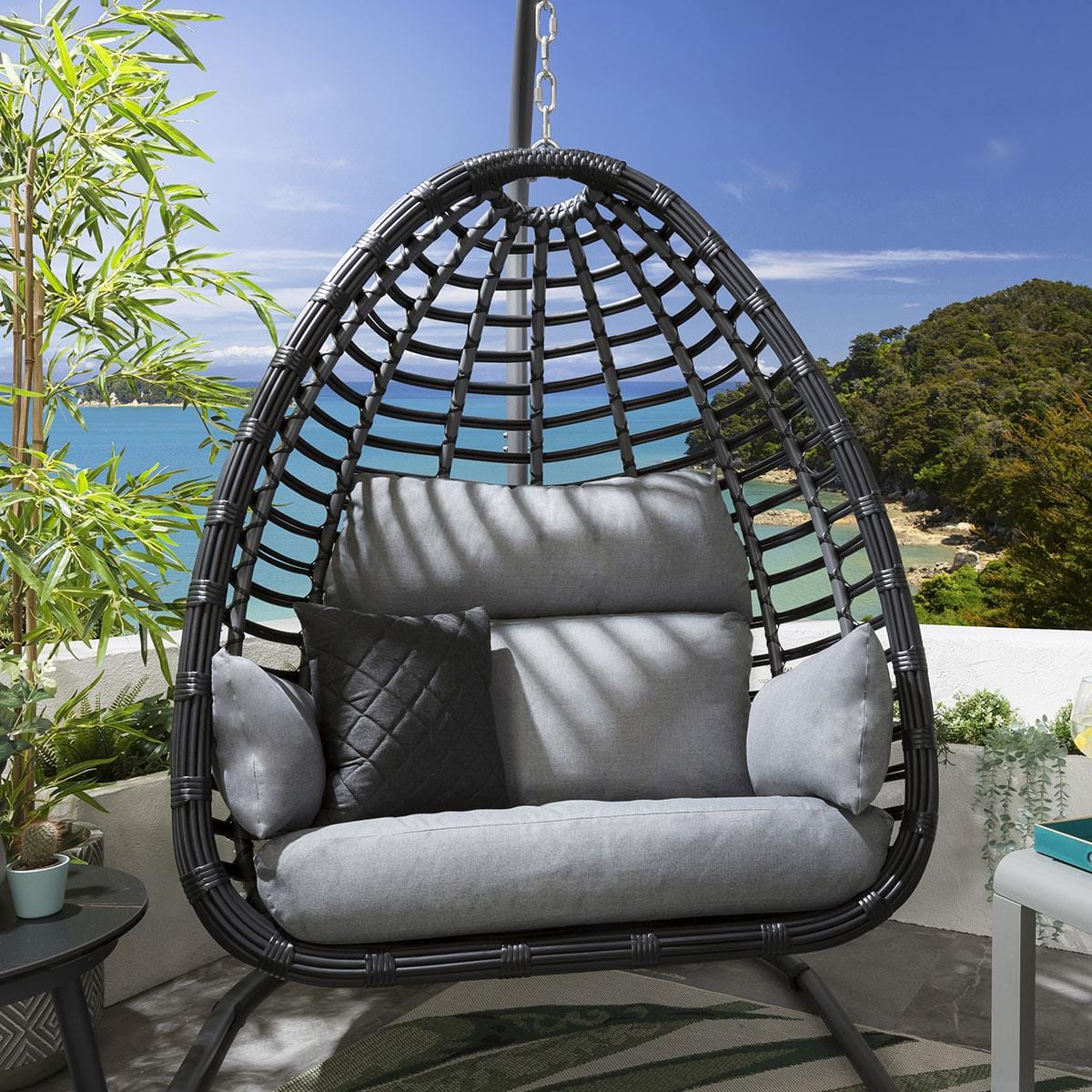Quatropi Bali Hanging Egg Chair Charcoal
