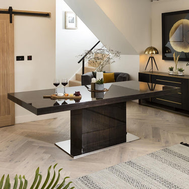 Quatropi Belmont 10 Seater Dining Table Gloss Smoked Oak 240cm