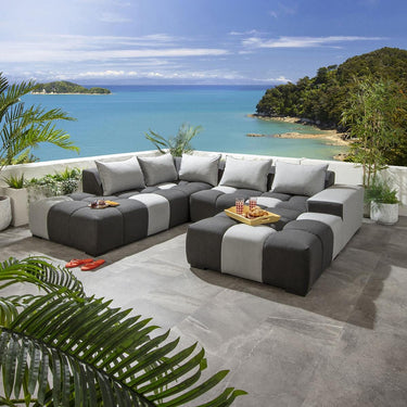Quatropi Blow Left-Hand Sunbrella Outdoor Garden Corner Sofa Sooty Grey 281x247cm