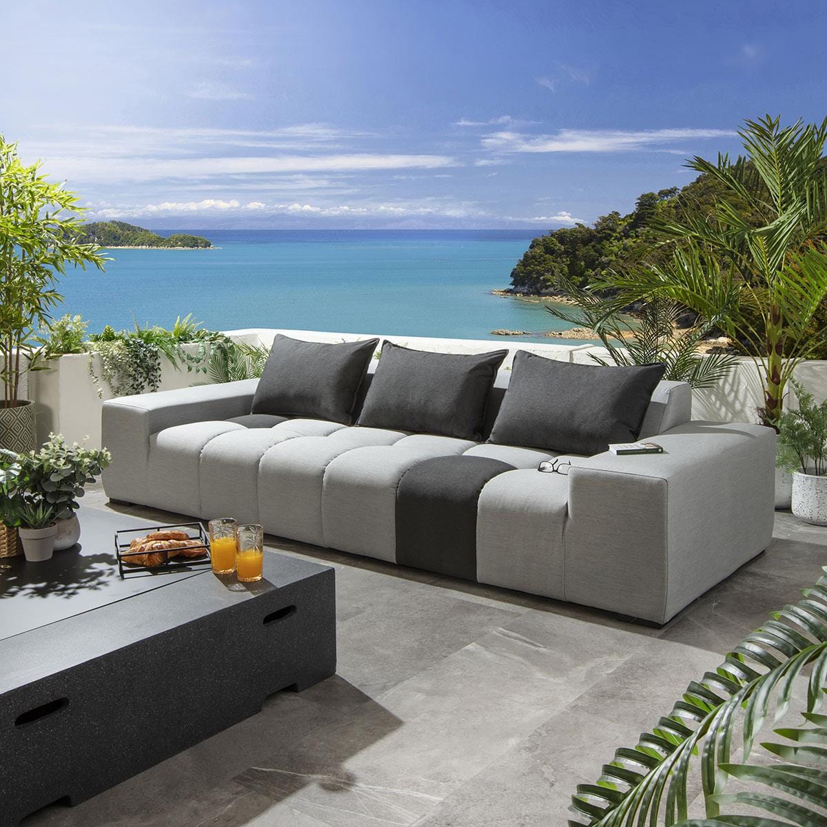 Quatropi Blow Premium 3 Seater Garden Sofa Lead Grey 281cm