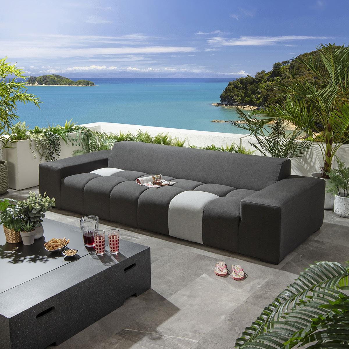 Quatropi Blow Premium 3 Seater Garden Sofa Sooty Grey 281cm