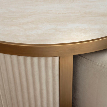 Quatropi Budapest Ceramic Round Coffee Table Cream & Brass 92cm
