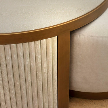 Quatropi Budapest Shagreen Round Coffee Table Cream & Brass 92cm