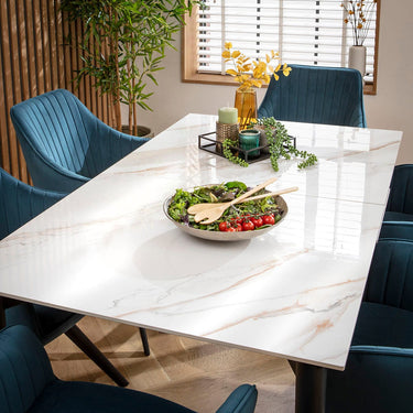 Quatropi Cain Ceramic Extending Dining Set - 6 Seater - Blue
