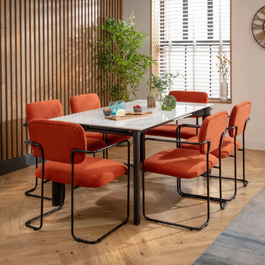 Quatropi Cain Ceramic Extending Dining Set - 6 Seater - Terracotta