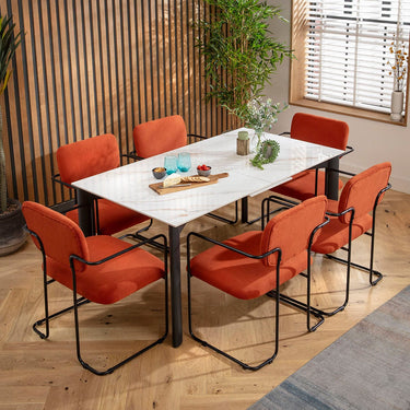 Quatropi Cain Ceramic Extending Dining Set - 6 Seater - Terracotta