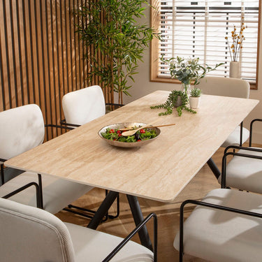 Quatropi Caleb 6 Seater Ceramic Dining Table 180x85cm Beige