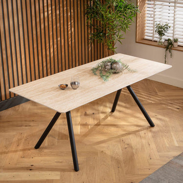 Quatropi Caleb 6 Seater Ceramic Dining Table 180x85cm Beige