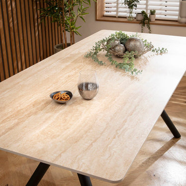 Quatropi Caleb 6 Seater Ceramic Dining Table 180x85cm Beige