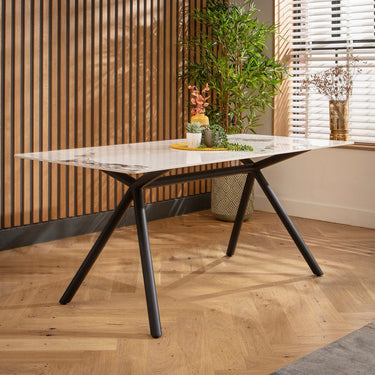 Quatropi Caleb 6 Seater Ceramic Dining Table 180x85cm White
