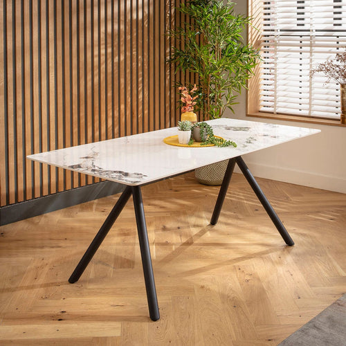 Quatropi Caleb 6 Seater Ceramic Dining Table 180x85cm White
