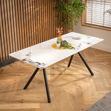 Quatropi Caleb 6 Seater Ceramic Dining Table 180x85cm White