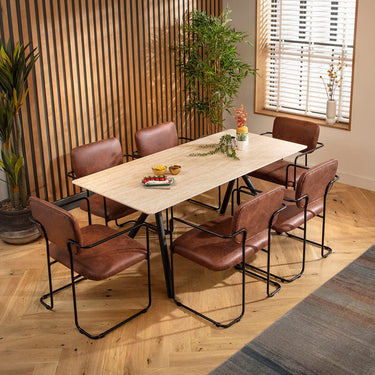 Quatropi Caleb Ceramic Dining Set - 6 Seater - Antique Brown