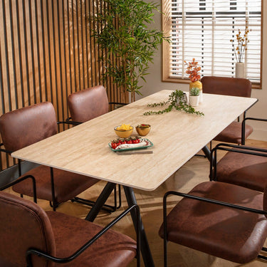 Quatropi Caleb Ceramic Dining Set - 6 Seater - Antique Brown