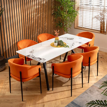 Quatropi Caleb Ceramic Dining Set - 6 Seater - Burnt Orange