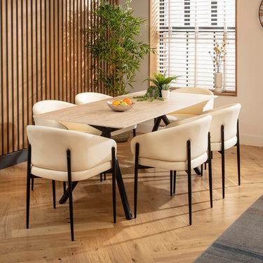 Quatropi Caleb Ceramic Dining Set - 6 Seater - Cream Loki