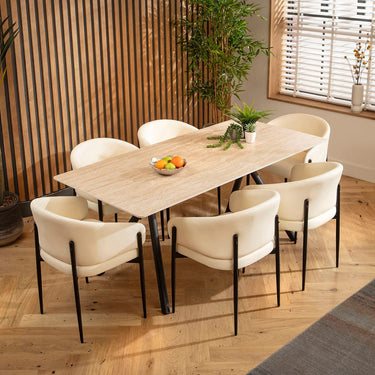 Quatropi Caleb Ceramic Dining Set - 6 Seater - Cream Loki