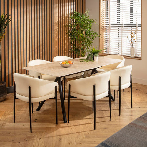 Loki & Caleb 6 Seater Ceramic Dining Set Cream