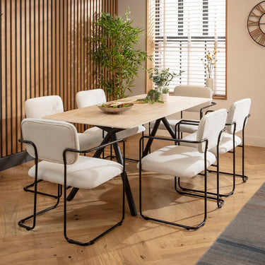 Quatropi Caleb Ceramic Dining Set - 6 Seater - Cream Sasha