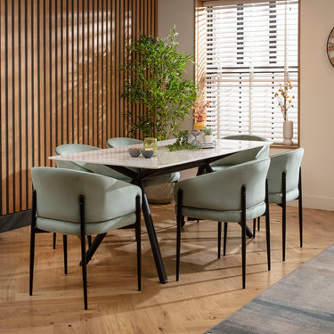 Quatropi Caleb Ceramic Dining Set - 6 Seater - Green Loki