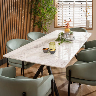 Quatropi Caleb Ceramic Dining Set - 6 Seater - Green Loki