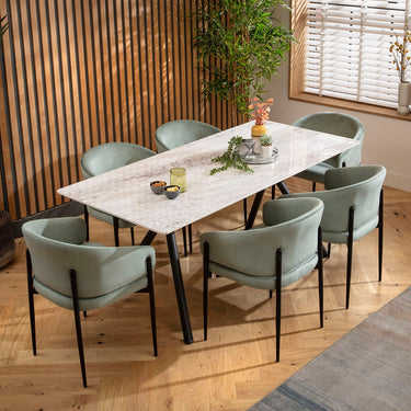 Quatropi Caleb Ceramic Dining Set - 6 Seater - Green Loki
