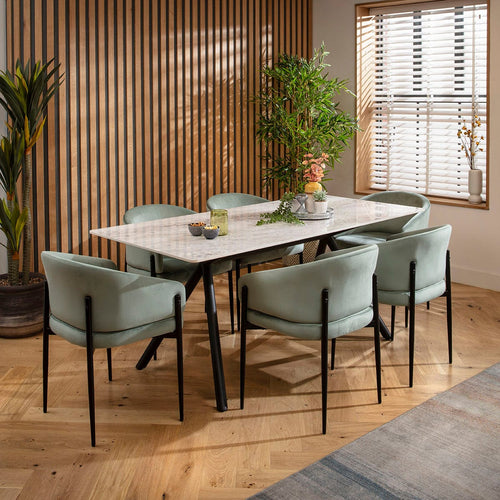 Loki & Caleb 6 Seater Ceramic Dining Set Green