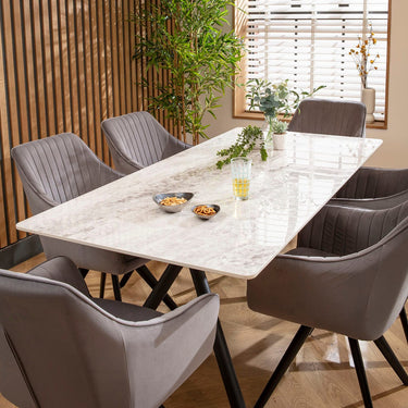 Quatropi Caleb Ceramic Dining Set - 6 Seater - Grey Josie