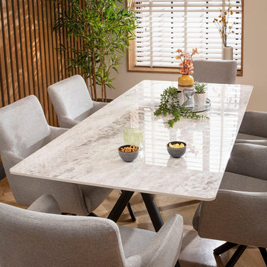 Quatropi Caleb Ceramic Dining Set - 6 Seater - Grey Luna