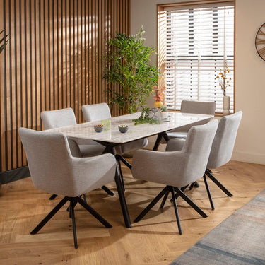 Quatropi Caleb Ceramic Dining Set - 6 Seater - Grey Luna