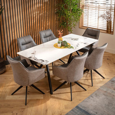 Quatropi Caleb Ceramic Dining Set - 6 Seater - Grey Millie
