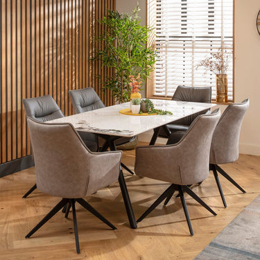 Quatropi Caleb Ceramic Dining Set - 6 Seater - Grey Millie