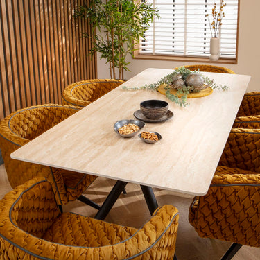 Quatropi Caleb Ceramic Dining Set - 6 Seater - Mustard Maple