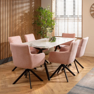 Quatropi Caleb Ceramic Dining Set - 6 Seater - Pink Luna