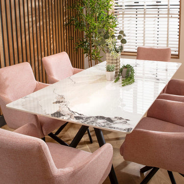 Quatropi Caleb Ceramic Dining Set - 6 Seater - Pink Luna