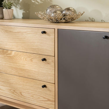 Quatropi Campton Sideboard Cabinet Buffet With Cupboard Drawers Oak Grey 174cm