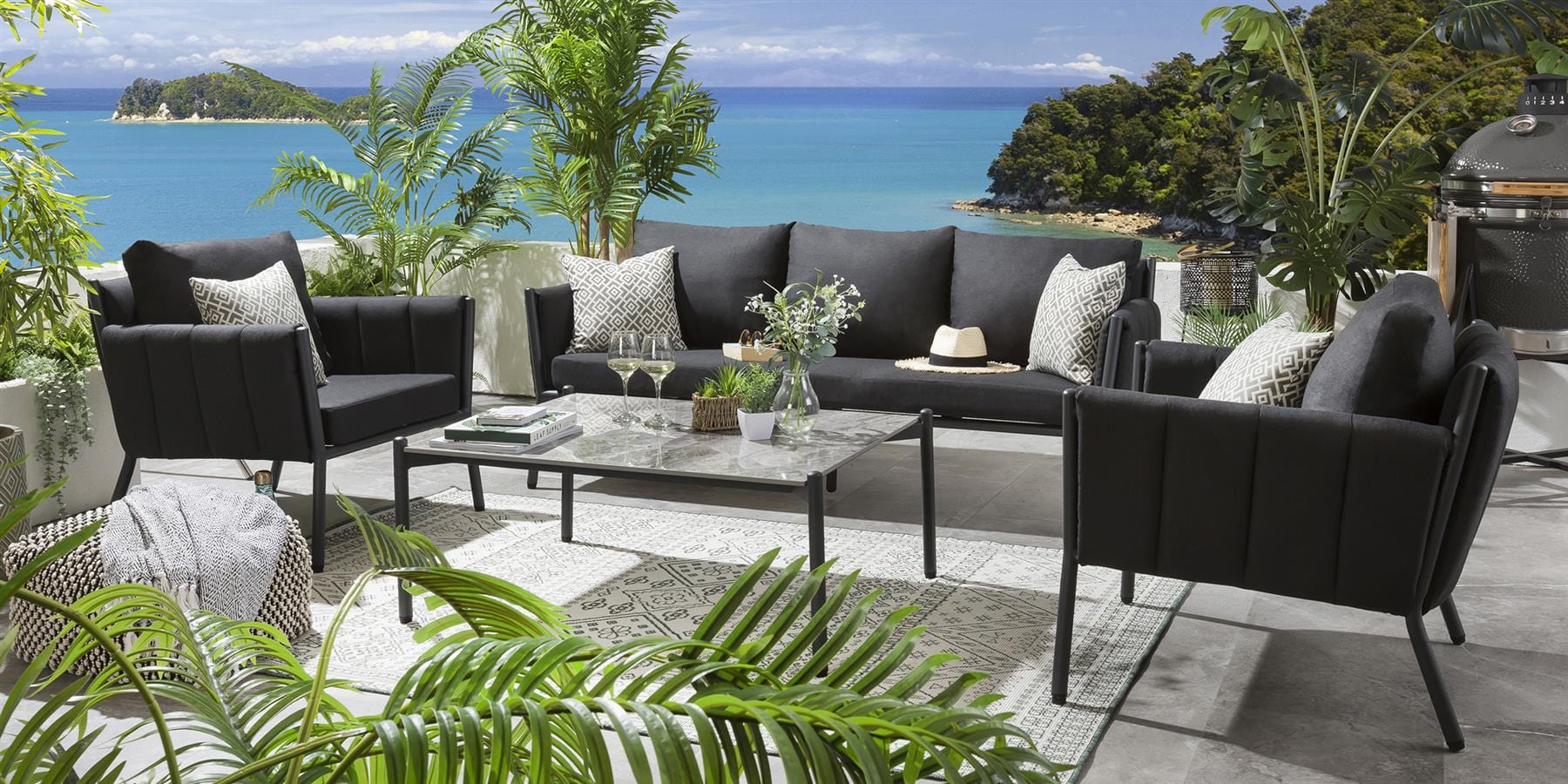 Quatropi Cannes 6 Seater Outdoor Sofa Set Grey