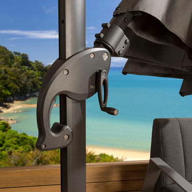 Quatropi Cantilever Garden Parasol 350cm in Grey - Multi-Axis Tilt/Swivel & Heavy Base