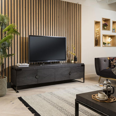Quatropi Carbonado TV Stand Cabinet Unit Grey Smoked Oak 200cm
