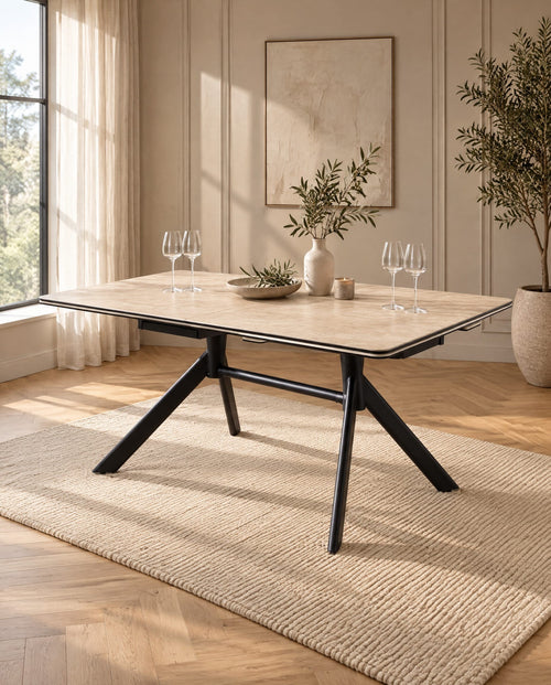 Quatropi Carter 6 - 10 Seat Ceramic Extending Dining Table 160-240cm Beige