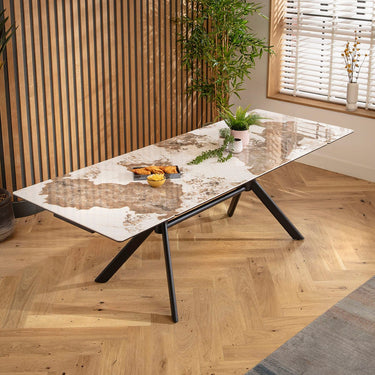 Quatropi Carter 6 - 10 Seat Ceramic Extending Dining Table 160-240cm White Gold