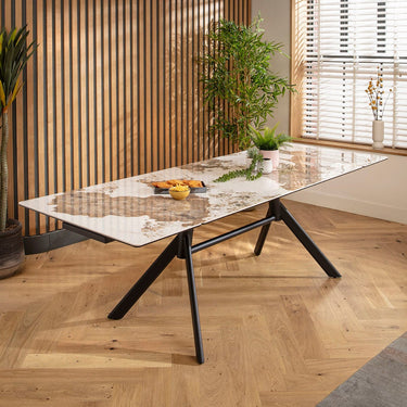 Quatropi Carter 6 - 10 Seat Ceramic Extending Dining Table 160-240cm White Gold