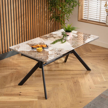 Quatropi Carter 6 - 10 Seat Ceramic Extending Dining Table 160-240cm White Gold