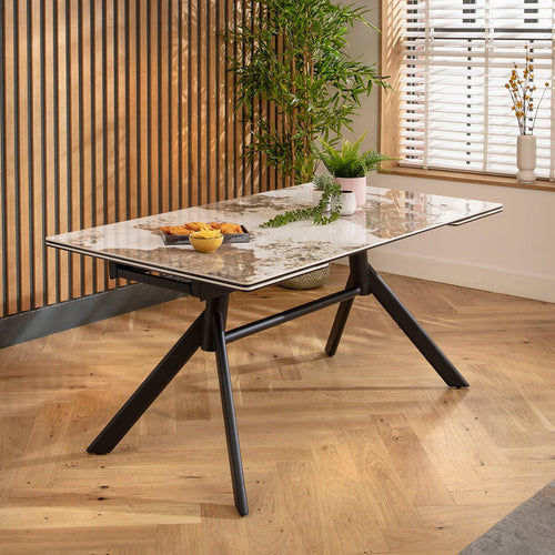 Carter 6 - 10 Seat Ceramic Extending Dining Table 160-240cm White Gold
