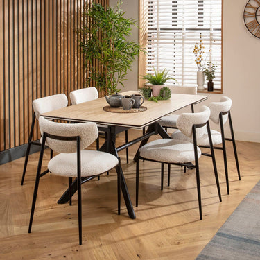 Quatropi Carter Ceramic Extending Dining Set - 6 Seater - Cream