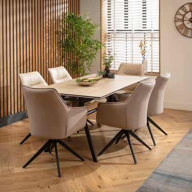 Quatropi Carter Ceramic Extending Dining Set - 6 Seater - Cream-Beige